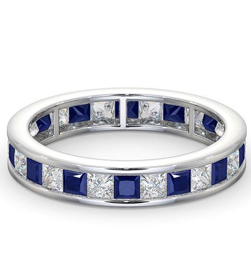 Eternity Ring Lauren Diamonds G/VS and Sapphire 2.30CT -Platinum